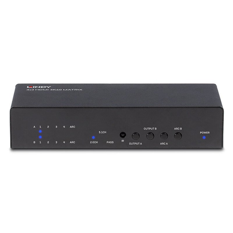 Commutateur Lindy HDMI 2.0 18G - 4 Ports (Noir)
