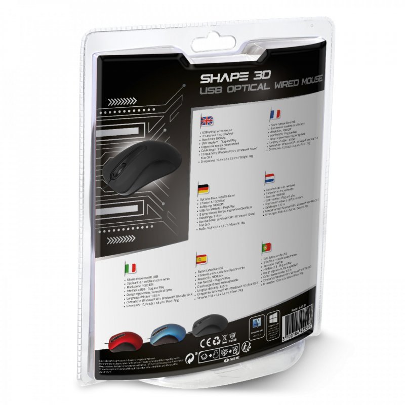 ADVANCE Shape 3D souris Ambidextre USB Type-A Optique 1000 DPI