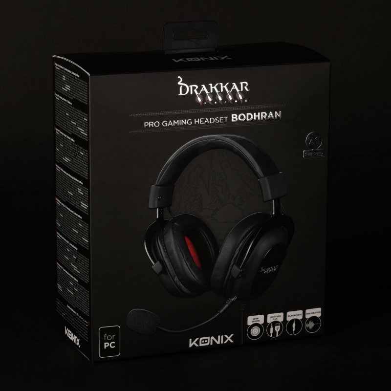Konix Drakkar Prime 7.1 Pro Bodhran Headset Wired Head-band Gaming Black