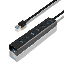 AXAGON compatible HUE-SA7BP USB-A-Hub, 7x USB 3.0, 1x Micro-USB - 400 mm Kabel, Netzteil