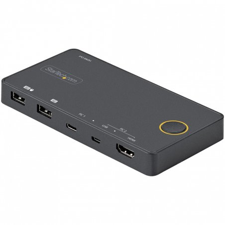 StarTech.com 2 Port Hybrid USB-A + HDMI & USB-C KVM Switch - Single 4K 60Hz HDMI 2.0 Monitor - Compact Desktop and/or La