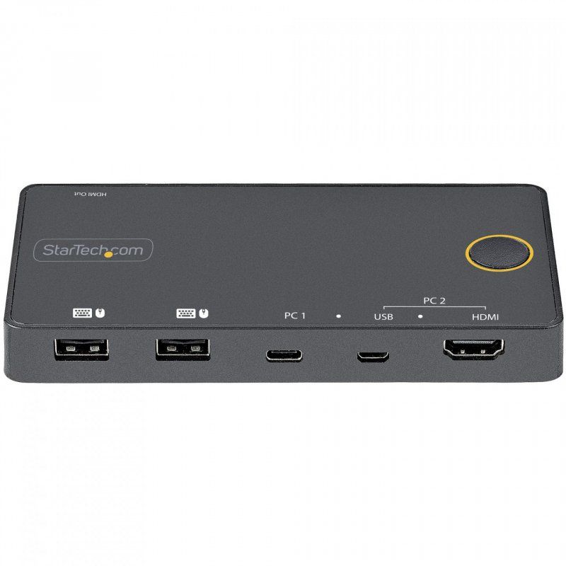 StarTech.com Switch KVM Hybride 2 Ports USB-A + HDMI & USB-C - Écran Unique HDMI 2.0 4K 60Hz - Commutateur KVM Compact 