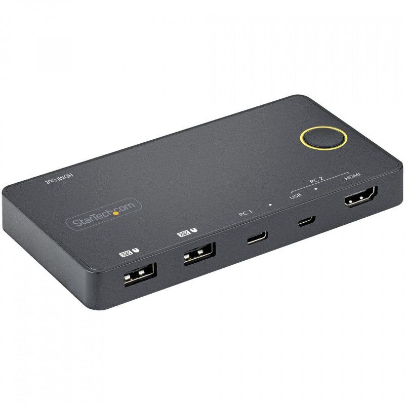 StarTech.com Switch KVM Hybride 2 Ports USB-A + HDMI & USB-C - Écran Unique HDMI 2.0 4K 60Hz - Commutateur KVM Compact 