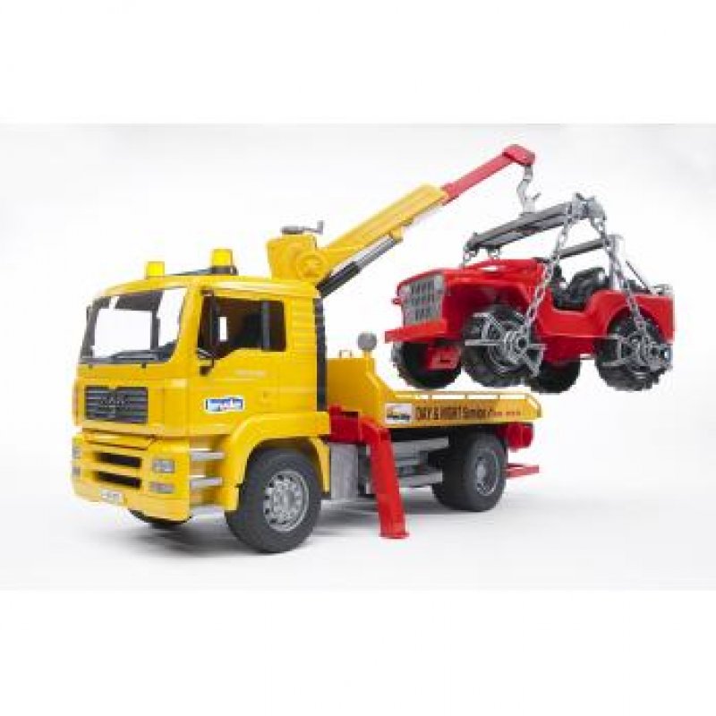 BRUDER MAN TGA Breakdown truck with cross country vehicle