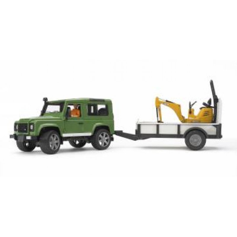 BRUDER Land Rover Defender with trailer, CAT and man
