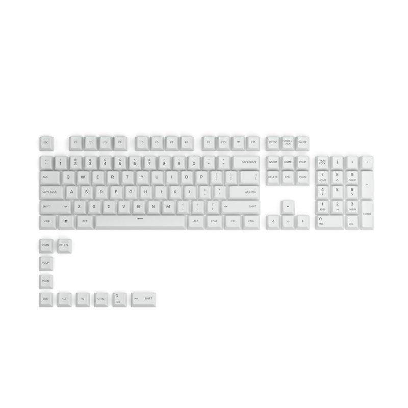 Glorious PC Gaming Race compatible GPBT Keycaps - 115 PBT Tastenkappen, ISO, DE-Layout, Arctic White