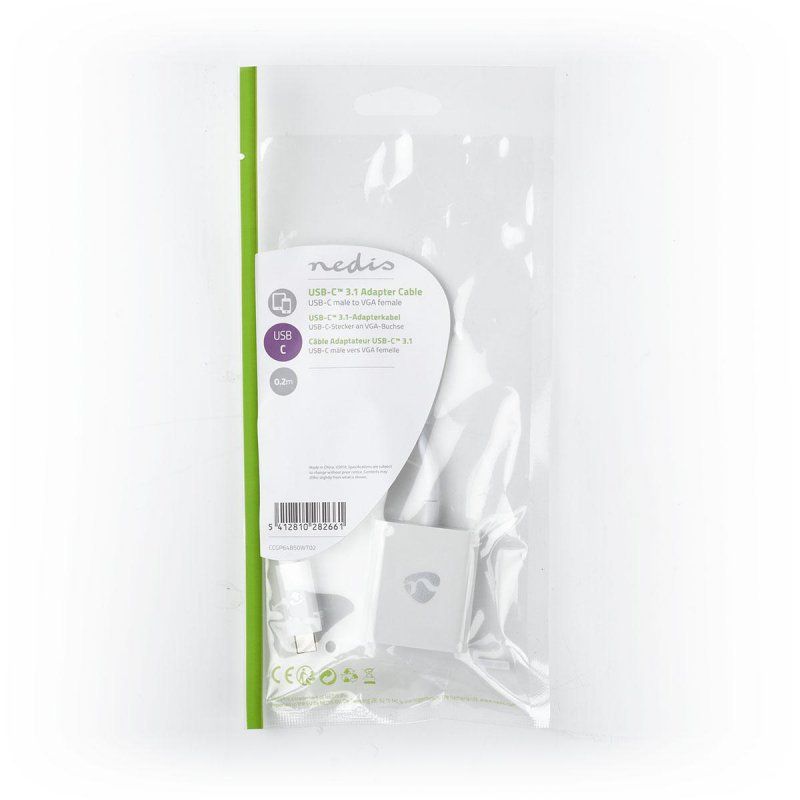 Nedis CCGP64850WT02 câble vidéo et adaptateur 0,2 m USB Type-C VGA (D-Sub) Blanc