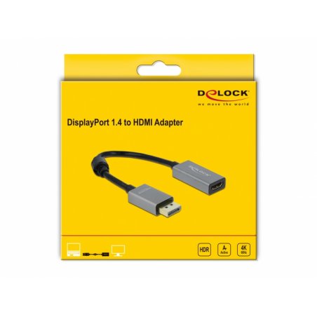 DeLOCK 66436 câble vidéo et adaptateur 0,2 m DisplayPort HDMI Type A (Standard) Noir, Gris