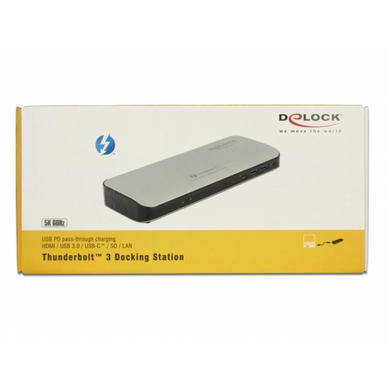 DeLOCK 87725 station d'accueil Avec fil Thunderbolt 3 Noir, Argent
