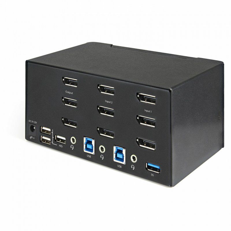 StarTech.com Commutateur KVM DisplayPort 2 Ports pour 3 Moniteurs - 4K 60Hz UHD HDR - KVM de Bureau DP 1.2 avec Hub USB 