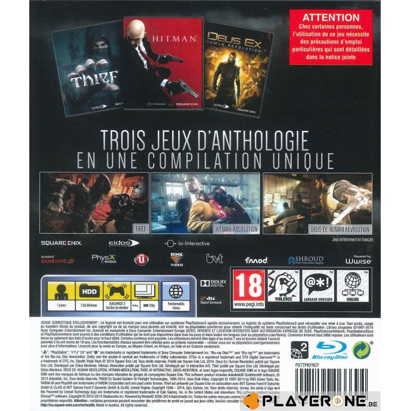 Square Enix Ultimate Stealth Pack : Thief + Hitman : Absolution + Deus Ex : Human Revolution PlayStation 3