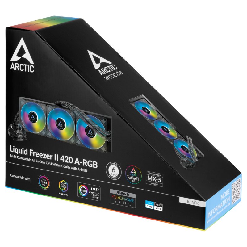 ARCTIC Liquid Freezer II 420 A-RGB Processeur Refroidisseur de liquide tout-en-un 14 cm Noir 1 pièce(s)