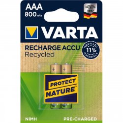 Lot de 2 piles rechargeables Varta compatible Accu Recycled type AAA 1,2V 800 mAh