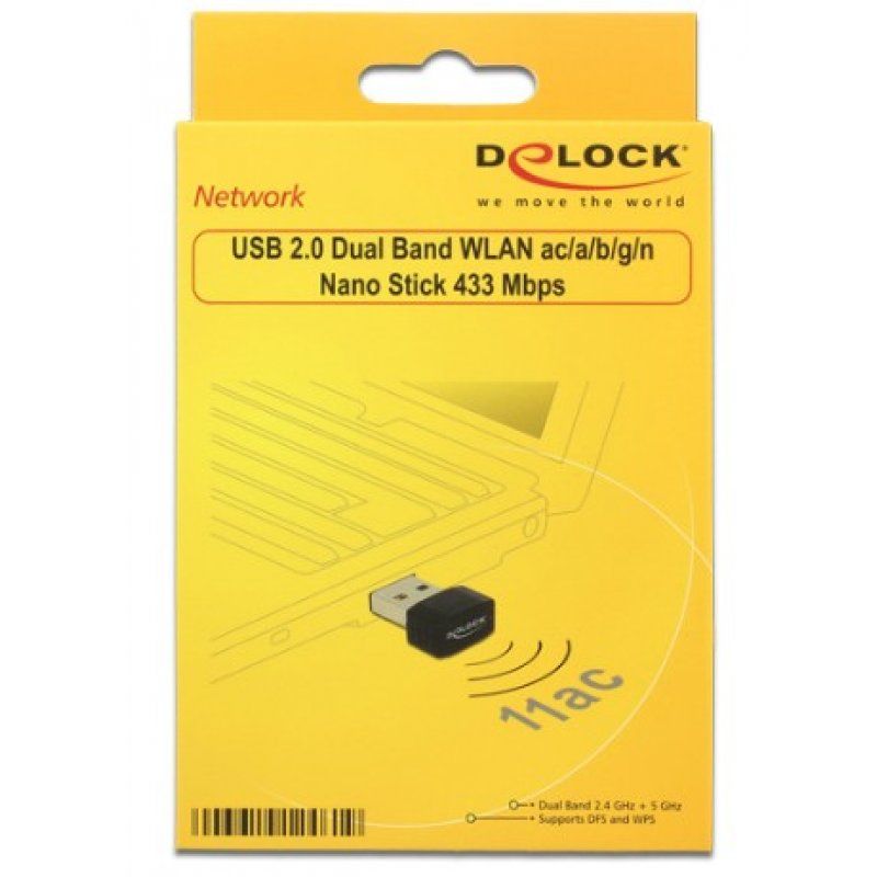 Delock compatible USB 2.0 Dual Band WLAN ac/a/b/g/n Nano Stick - Netzwerkadapter - USB 2.0