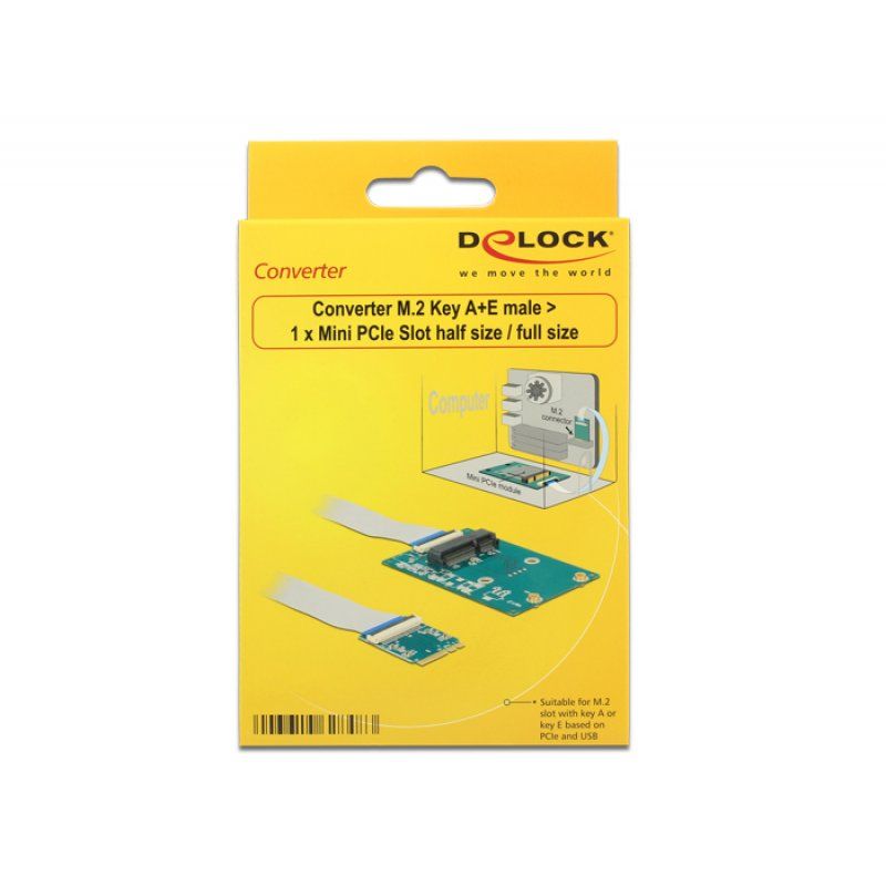 Delock compatible Converter M.2 Key A+E male  1 x Mini PCIe Slot - interne Bus-Erweiterung