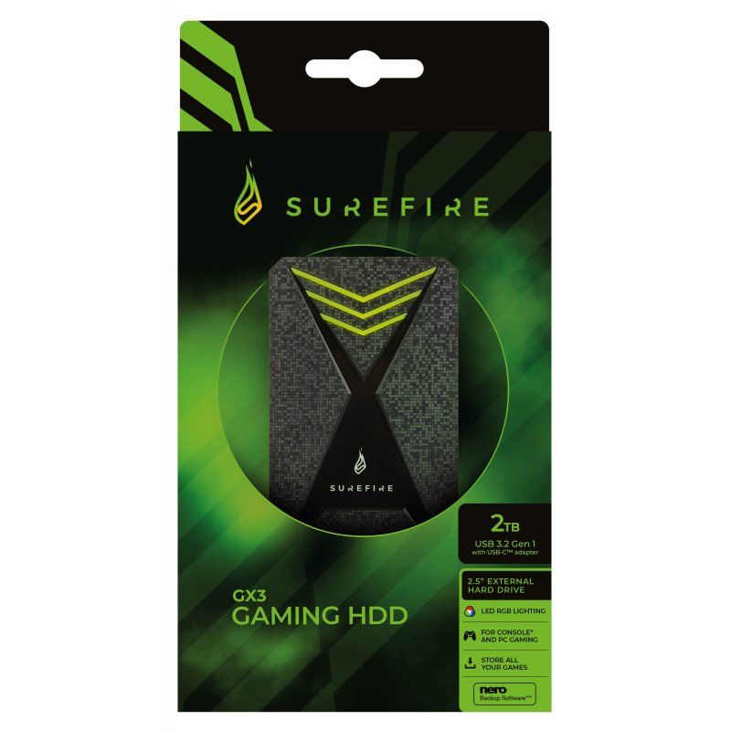 SureFire Gaming disque dur externe 2 To Noir, Gris