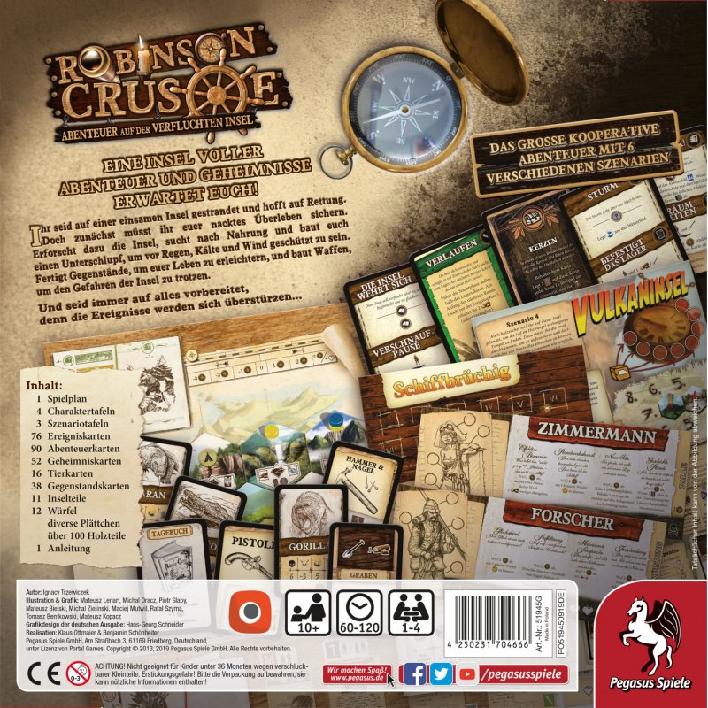 Pegasus Spiele Robinson Crusoe Board game Travel/adventure