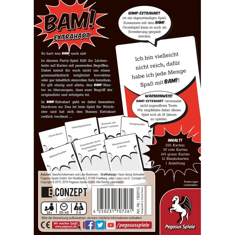 Pegasus Spiele BAM! - Extrahart Card Game Party