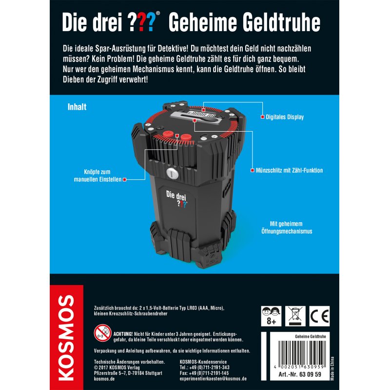 Kosmos 630959 tirelire Noir