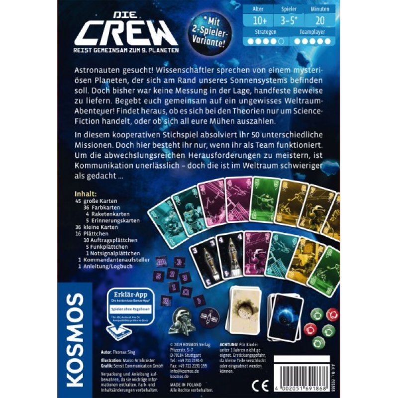 Kosmos 691868 board/card game Die Crew Board game Party
