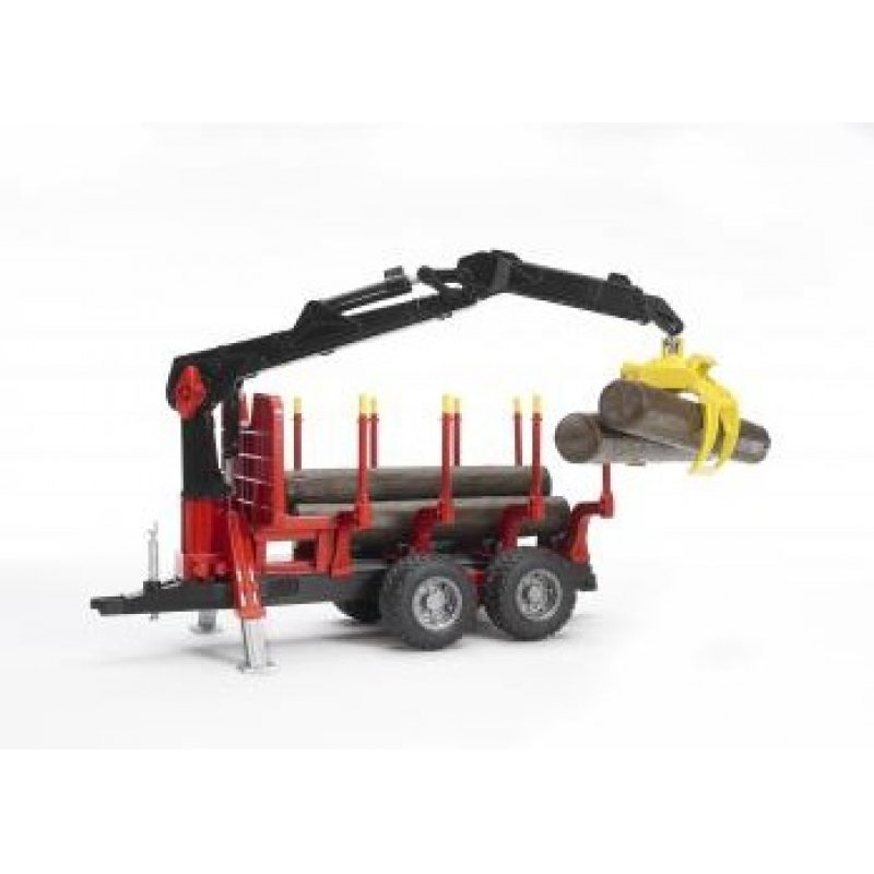 BRUDER compatible Rückeanhänger m. Ladekran+Zubehör | 02252