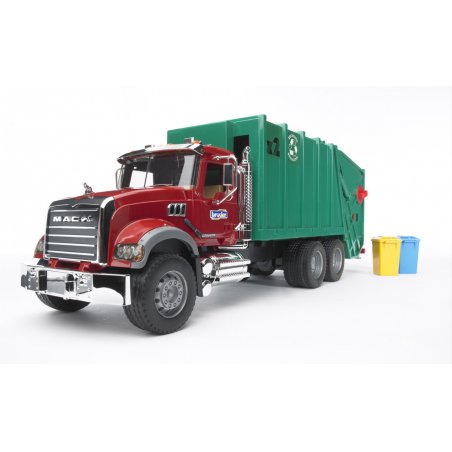 BRUDER Camion Poubelle Mack Avec 2 Poubelles