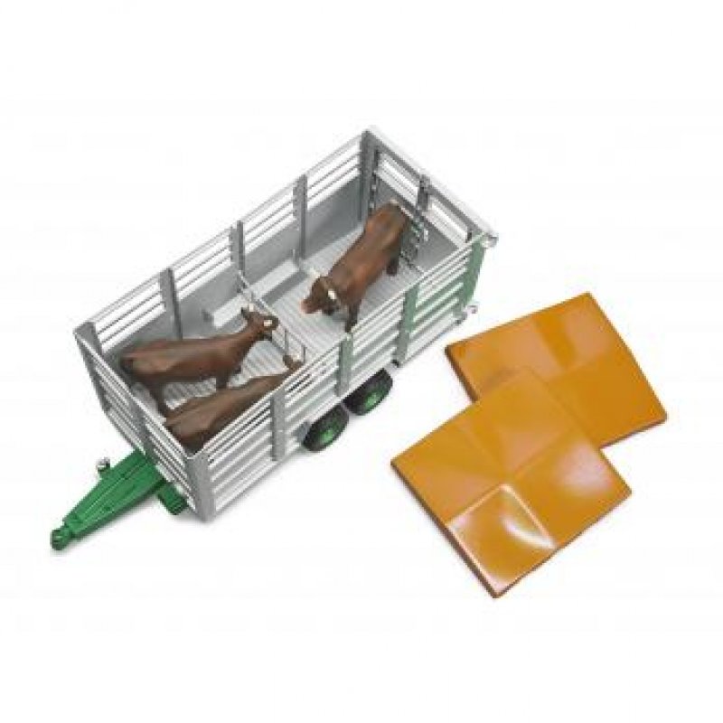 BRUDER compatible Viehtransportanhänger mit 1 Kuh | 02227