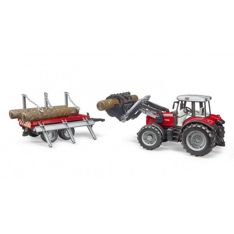 BRUDER Massey Ferguson + Frontloader and timber trailer