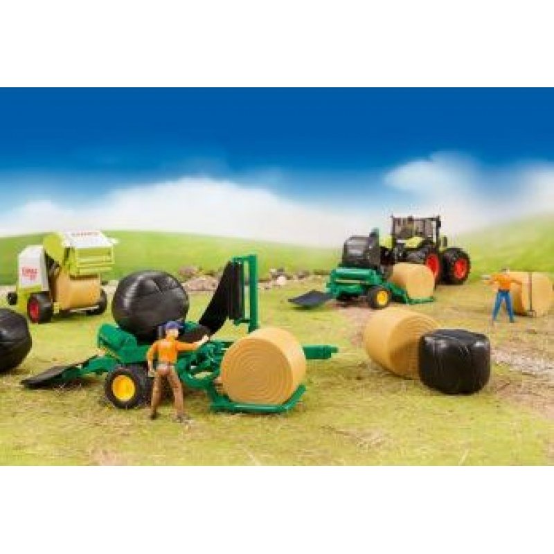 BRUDER compatible Ballenwickler + Zwei Rundballen | 02122