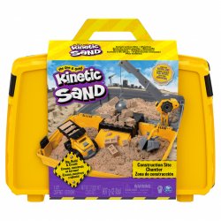 Kinetic Sand SABLE MAGIQUE - MALLETTE DE CONSTRUCTION 907 G + 3 ACCESSOIRES - Emportez Votre Sable À Modeler Partout & 