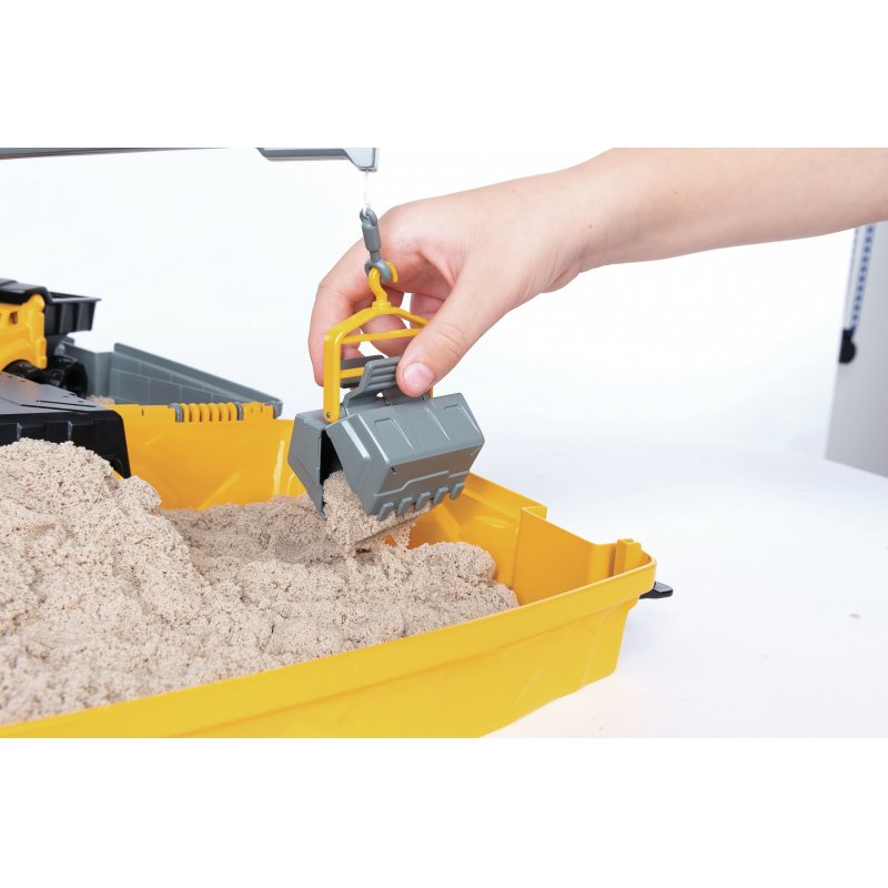 Kinetic Sand , Construction Site Folding Sandbox Playset with Vehicle and 2lbs , for Kids Aged 3 and up
