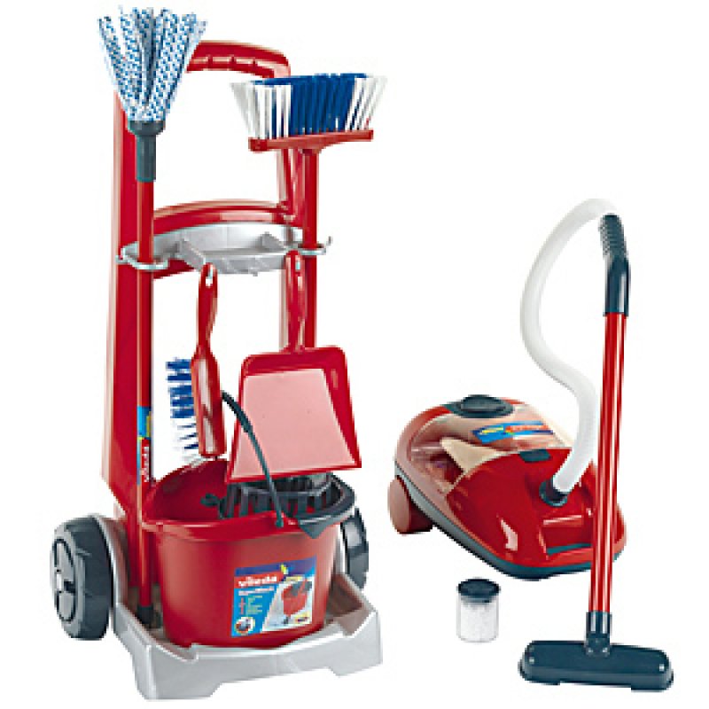 Theo Klein Vileda cleaning trolley + vakuum cleaner
