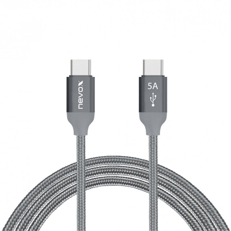 nevox 1653 USB cable 1 m USB 2.0 USB C Grey, Silver