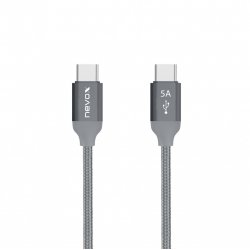 nevox USB Type C zu Type C USB 2.0  2,0m | 20V/5A (100W) Emark IC 2.0M - silbergrau