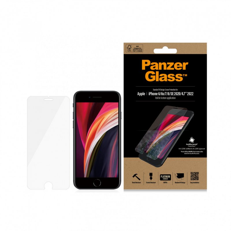 PanzerGlass ™ Screen Protector Apple iPhone 8 | 7 | 6s | 6 | SE (2020/2022) | Standard Fit