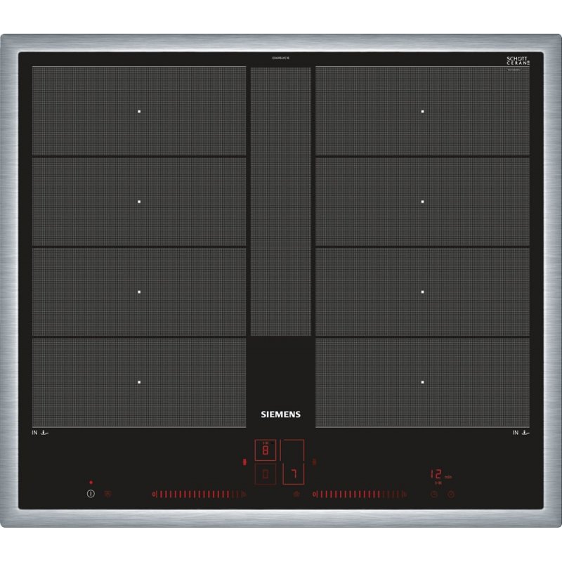 Siemens iQ700 Noir, Acier inoxydable Intégré Plaque avec zone à induction 4 zone(s)