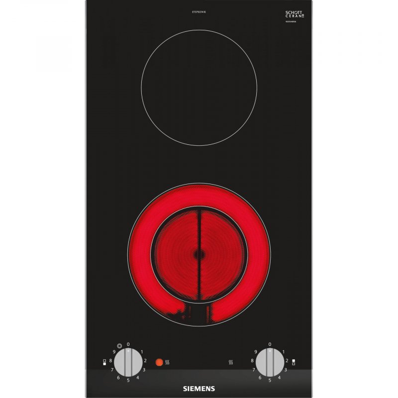 Siemens ET375CFA1E hob Black, Stainless steel Built-in Ceramic 2 zone(s)