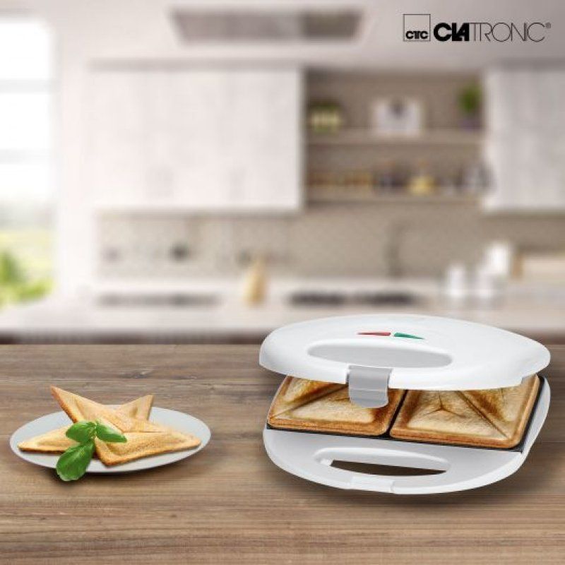 Clatronic ST 3477 gaufrier et appareil à croque-monsieur 750 W Blanc