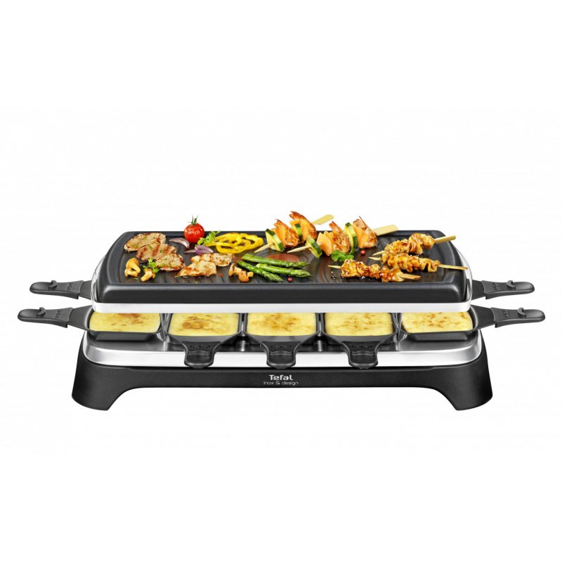 Tefal Gourmet 10 Inox&Design raclette grill 10 person(s) 1350 W Black, Stainless steel