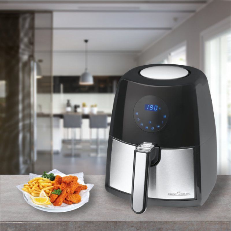 ProfiCook PC-FR 1147 H Unique 2,5 L Autonome 1500 W Friteuse d’air chaud Noir, Acier inoxydable
