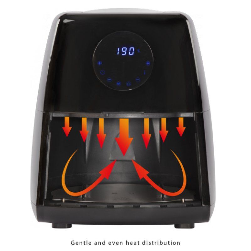 ProfiCook PC-FR 1147 H Unique 2,5 L Autonome 1500 W Friteuse d’air chaud Noir, Acier inoxydable