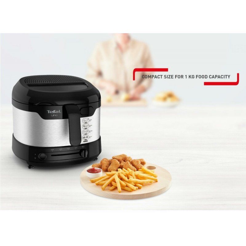 Tefal Uno FF215D friteuse Unique Autonome Noir, Acier inoxydable