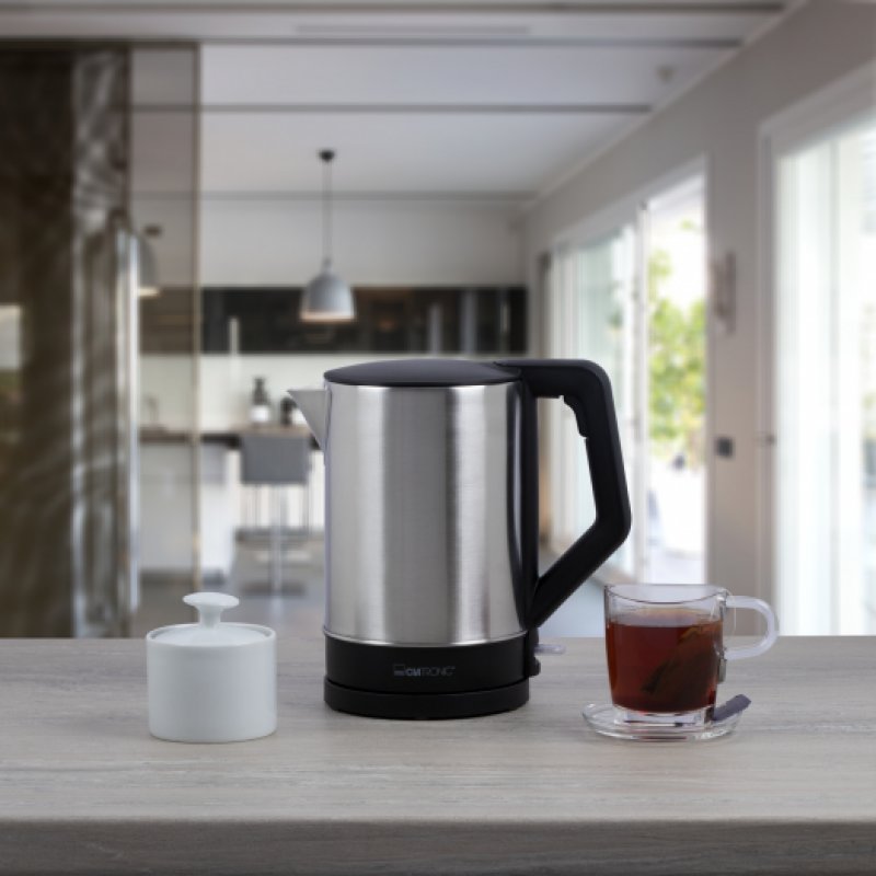 Clatronic WKS 3692 bouilloire 1,5 L 2200 W Noir, Acier inoxydable