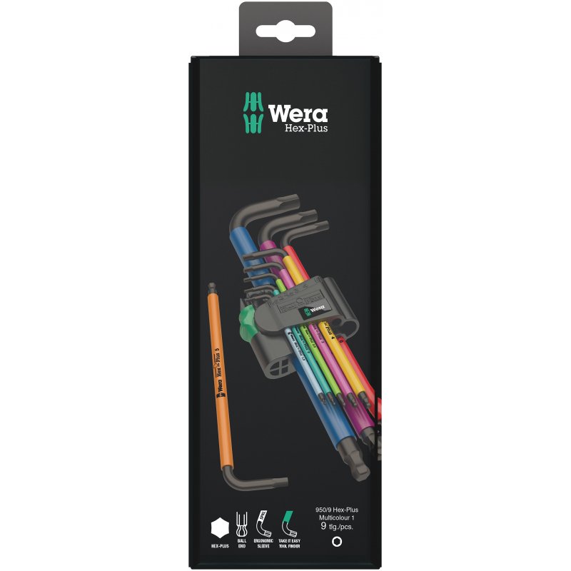 Wera 950 Spkl9 Hex-plus Hex Key Set Set de clé allen/hexagonale forme de l Métrique/empirique 9 pièce(s)