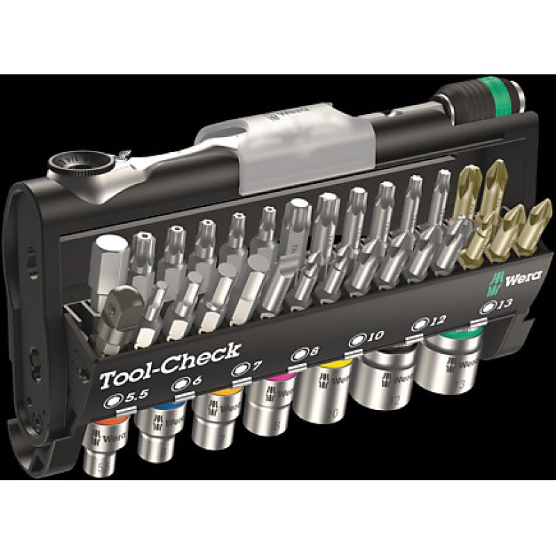 Wera compatible Tool-Check 1 | Bits-Sortiment mit Ratsche + Nüssen