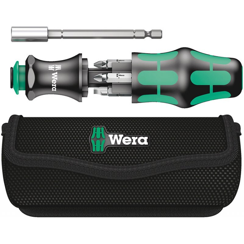 Wera compatible Kraftform Kompakt 28 B | Kombi-Schrauber mit 6 Bits mit Tasche