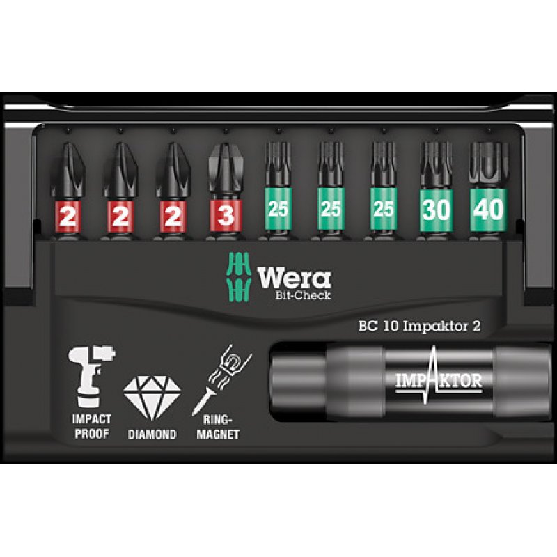 Wera compatible Bit-Check 10 Impaktor 2 | Bit-Sortiment