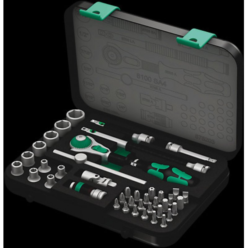 Wera compatible 8100 SA 4 Zyklop Speed-Knarrensatz | 1/4"-Antrieb, zöllig