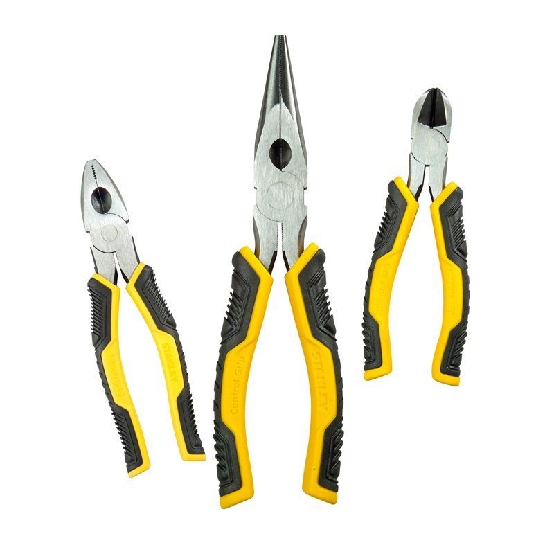 Stanley 3 Piece Pliers 150mm Combination/Diagonal Cutting/Long Nose Pliers