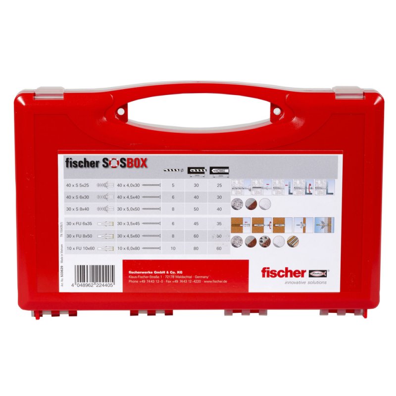 Fischer 533629 ancrage à vis et cheville murale 180 pièce(s) Kit de fiches murales et vis